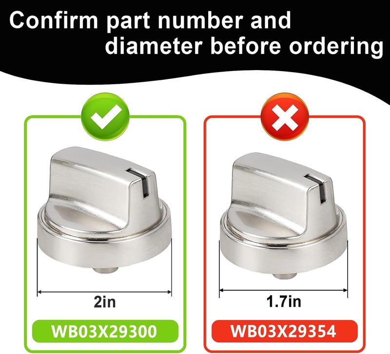 Gesleben 5Pcs Upgraded WB03X29300 Gas Stove Knobs for GE Range Surface Burner Knob, Gas Range Knobs Replacements for JGP3030SL1SS JGP3030SL2SS Cooktop Knob Replace for GE Part Number AP6301265 4585904 - Image 4